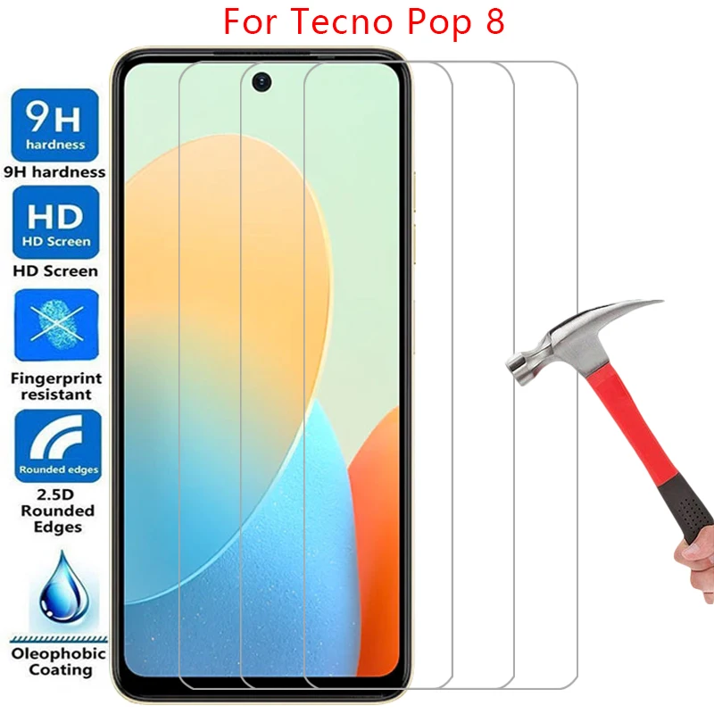 Чехол для телефона tecno pop 8 Защитная пленка экрана из закаленного стекла на заднюю