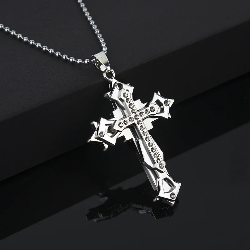 

Simple Modern Stainless Steel Multi Layer Cross Pendant Jesus Mens Necklaces Streetwear Fashion Jewelry Unisex Unsiex Long Chain