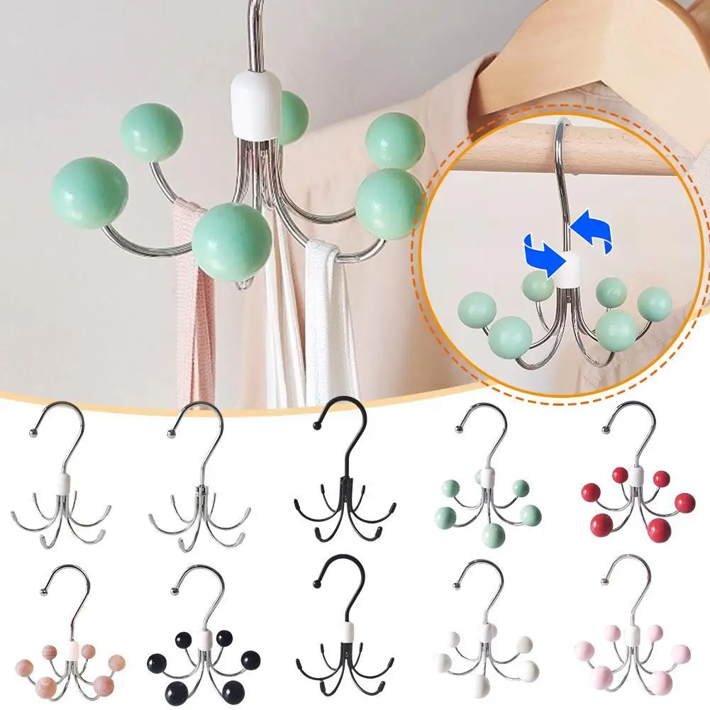 

Six-Claw Rotary Hook Multi-Functional Storage Artifacts Underwear Bag Hat Shoes Storage Balcony Drying Wardrobe Finishing Hook