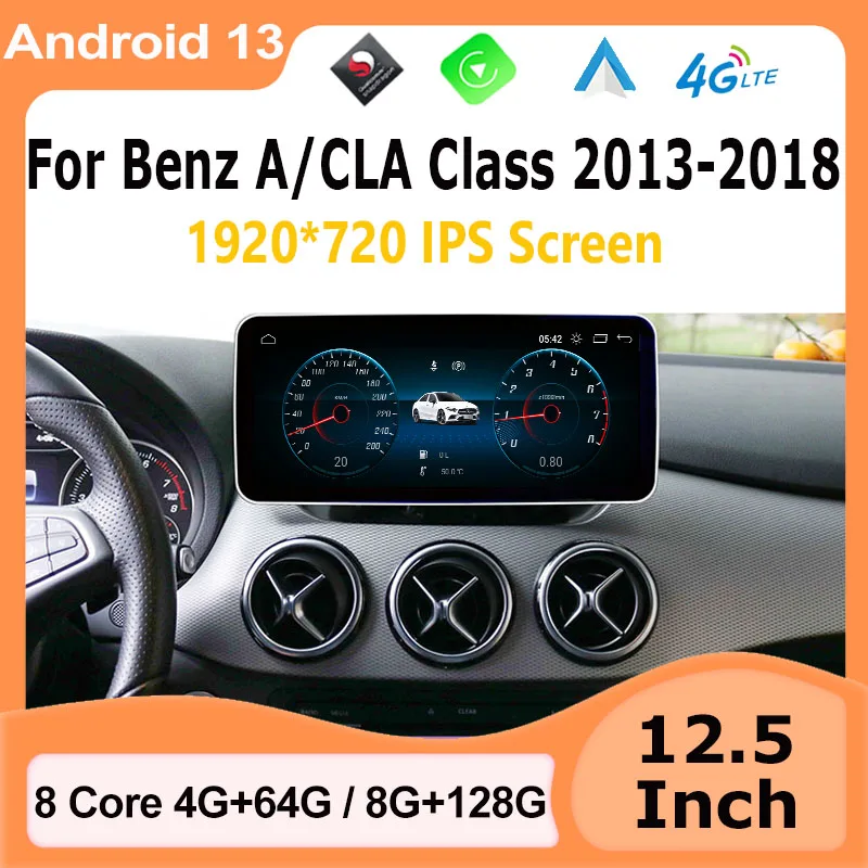 12 5 дюймовая snapdragon 665 Android 13 Беспроводная Автомагнитола CarPlay для Mercedes Benz A CLA Class W176