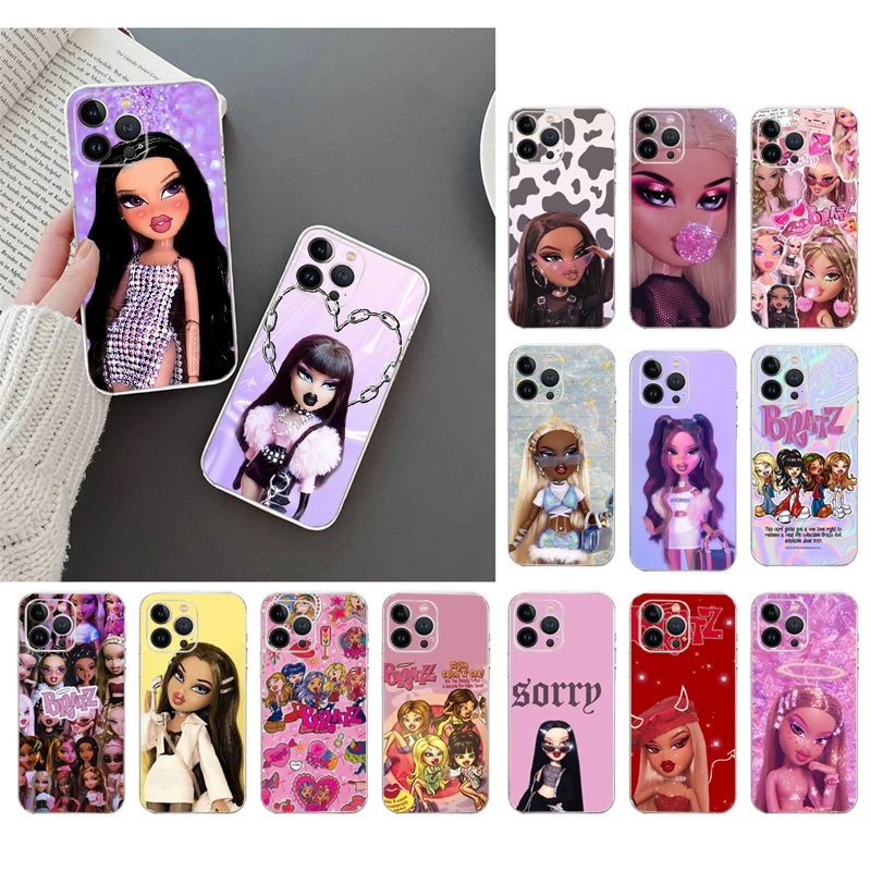 

Phone Case For iphone 14 Pro Max 13 12 11 Pro Max XS Max XR X 12mini 7 8 14 Plus SE Cute Bratz Doll Case Funda Capa Cell