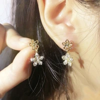 korean new design dangle earrings for women exquisite crystal flower female earrings party jewelry gift drop shipping