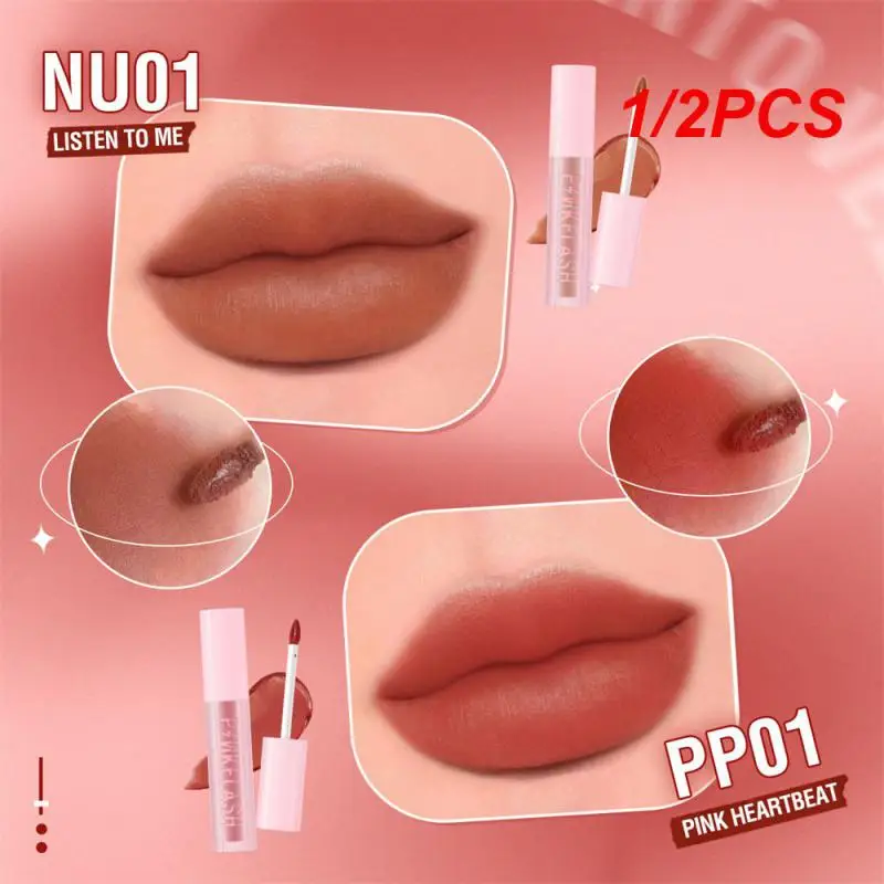 

1/2PCS Red Lip Tint Mud Silky Lipgloss Soft Mist Lip Gloss Not Stick Cup Lip Glaze Velvet Matte Lipstick