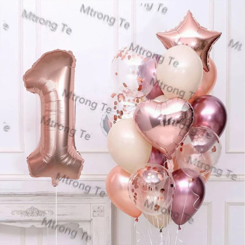 

Набор розово-золотистых пурпурных воздушных шаров, 40 дюймов, фотофольга, раннее 3-е праздничное украшение