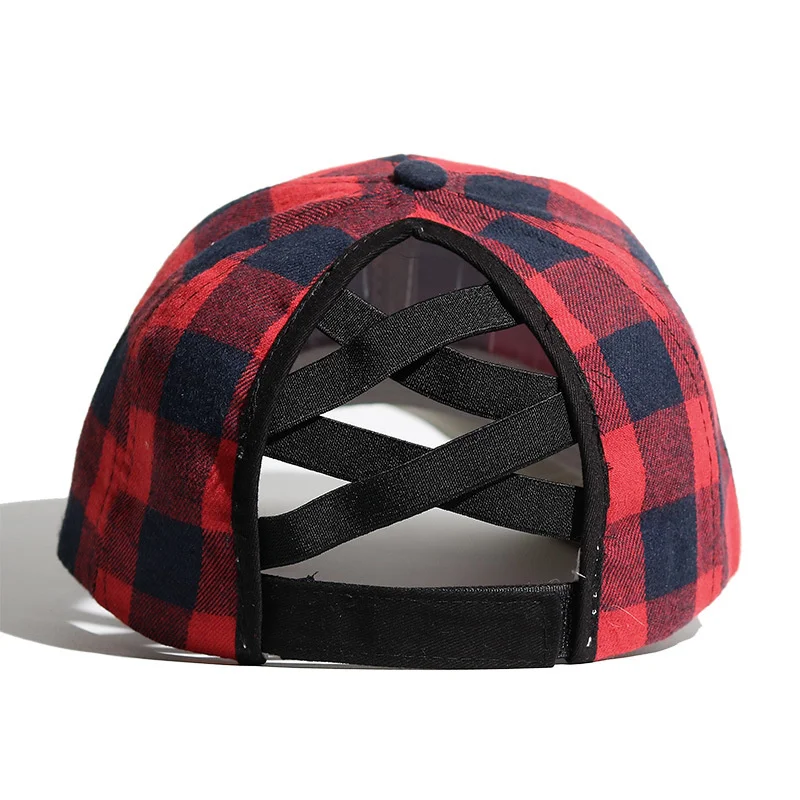 Классические Хлопковые бейсболки в клетку с принтом красно-черная клетчатая