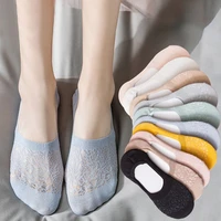 5 pairs women invisible socks mujer non slip chaussette ankle low female mesh cotton boat socks no show breathable calcetines