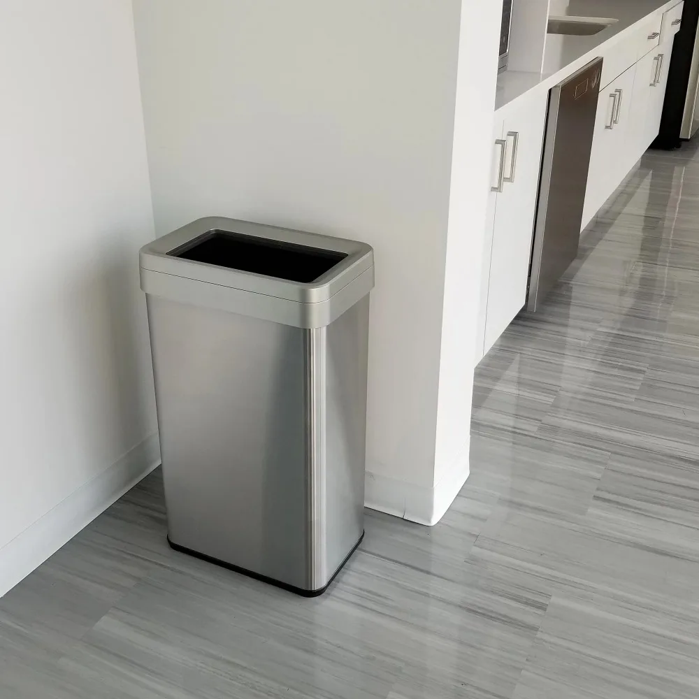 

Trash Can Stainless Steel Rectangular Dual-Deodorizer Open Top 16 Gallon