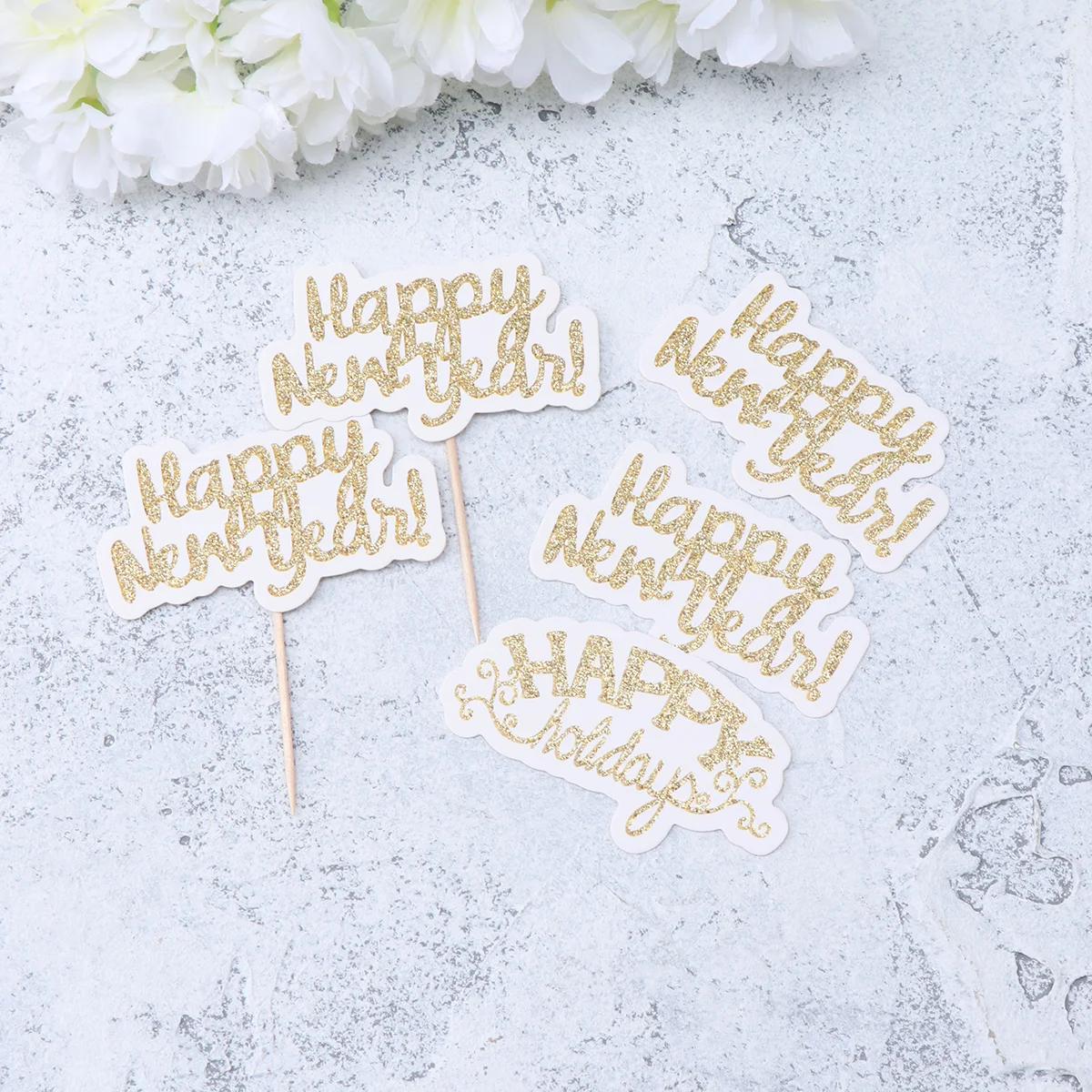 

Fashion Unique 2020 Happy New Year Cake Picks Dessert Toppers Fruit Picks for New Year Party