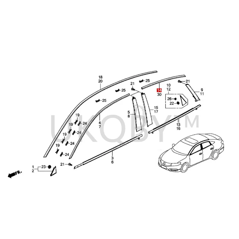 72425T6LH01 72465T6LH01 Подходит для Ho nd a Spire Внешняя панель рамы заднего окна двери
