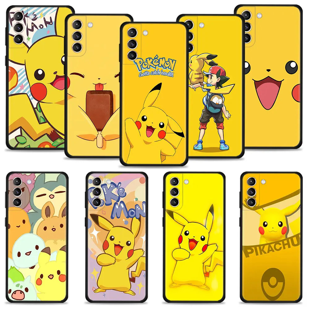 

Pokemon Cartoon Smile Pikachu Celular Case For Samsung Galaxy S22 S21 S20 Ultra FE S10 S9 S8 Plus S10e Note 20Ultra 10Plus Cover