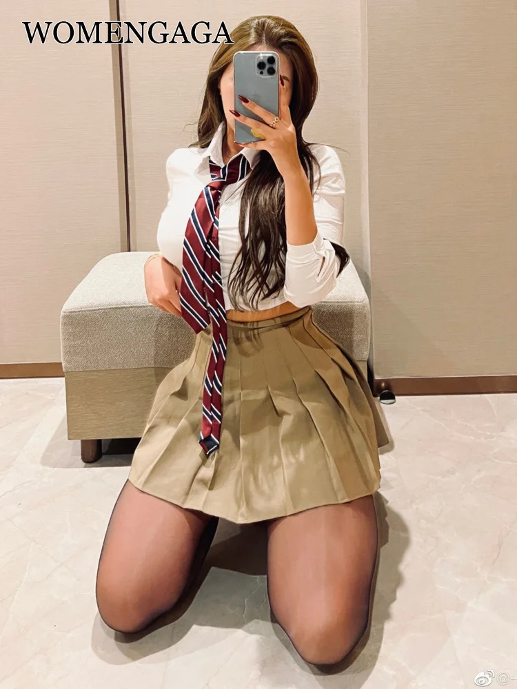 

Комплект детской одежды из 3 предметов, белая женская строгая юбка в полоску и плиссированные мини-юбки, привлекательные милые корейские же...