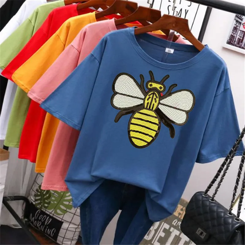 Сверкающая нашивка с блестками в виде мультяшной пчелы сделай сам пришитая