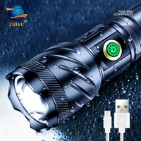 portable powerful led flashlight usb charging zoomable waterproof powerful tactical torch lamp for outdoor camping fishing
