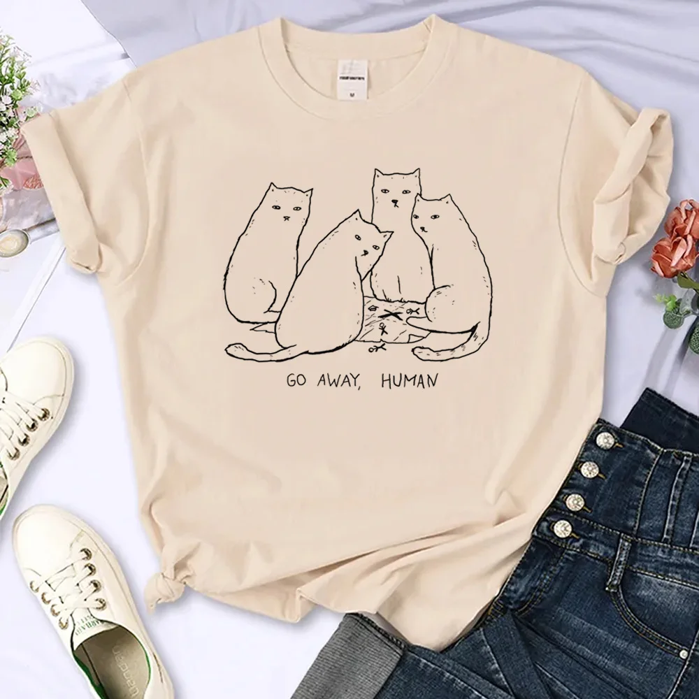 

Funny Cat Print top women streetwear Tee girl harajuku streetwear 2000s clothes
