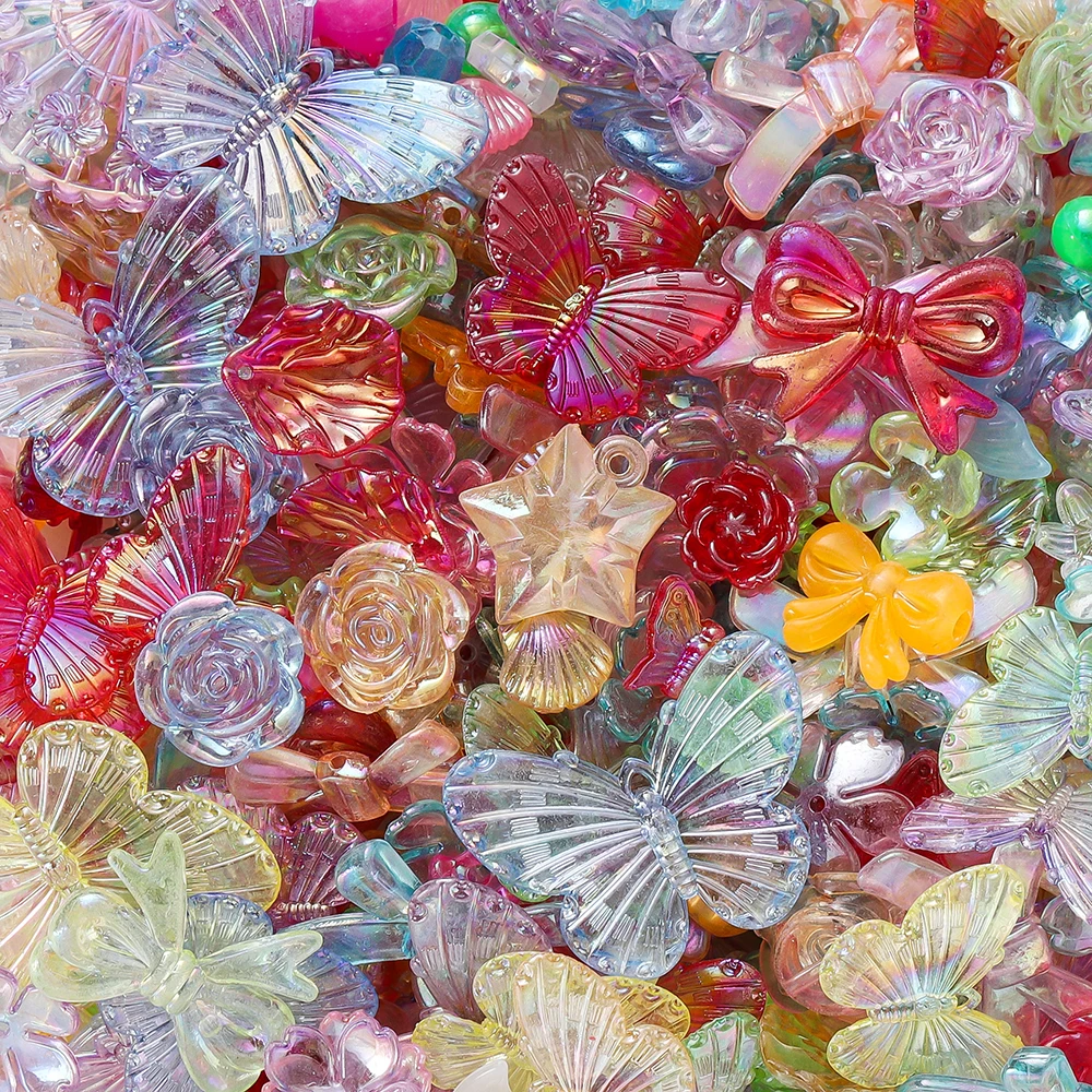 Акриловые бусины звезды сердечки смайлики бабочки браслет сделай сам аксессуары