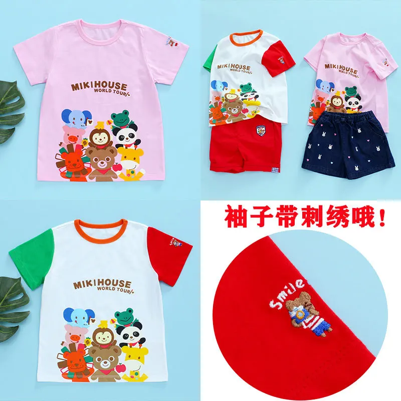 

Summer Children's T-Shirt 2022 Boys And Girls Baby Fashion Cute Cartoon Bear Zoo Short-Sleeved Top