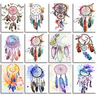 gatyztory diy paint by numbers for adults children dreamcatcher picture handpainted oil painting landscape home wall decor gift