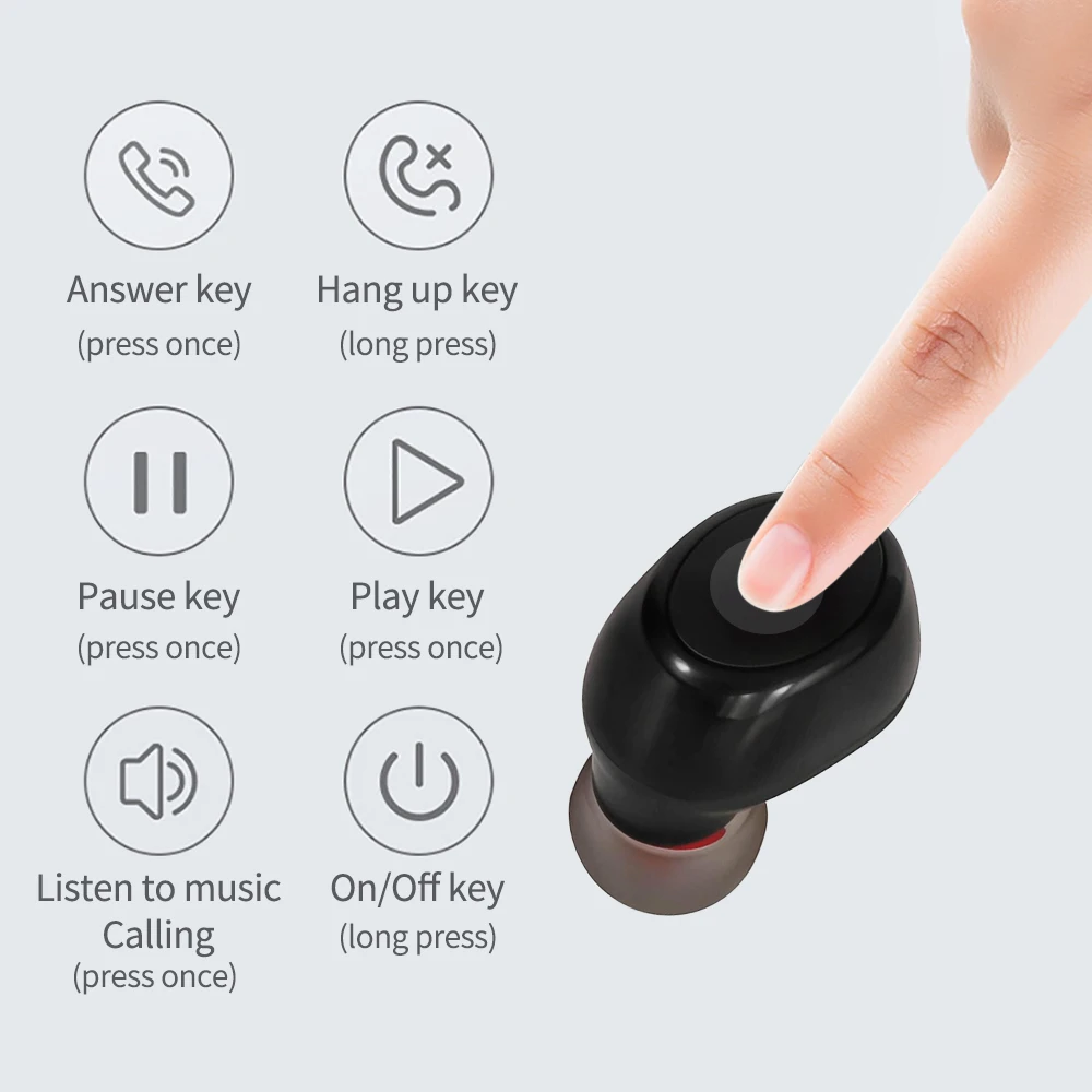 Фото X6 Mini Bluetooth 5.0 Наушники Спортивная игровая гарнитура с микрофоном Беспроводные наушники Handsfree Стерео наушники для всех телефонов №5