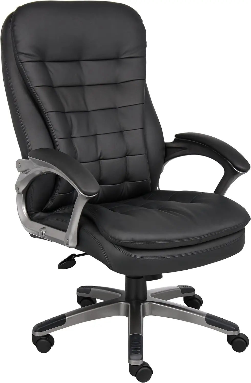

High Back Executive Chair with Pewter Finsh in Black