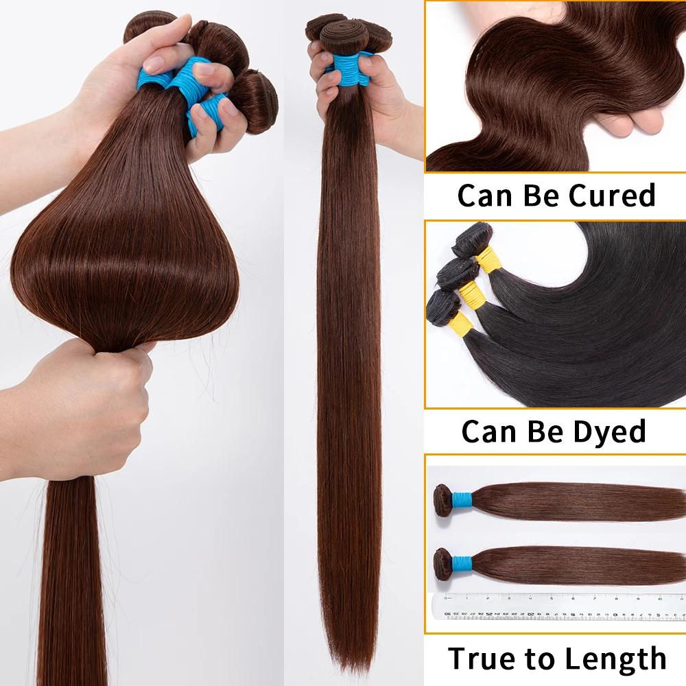 Прямые волосы с коричневой косточкой #4 бразильские человеческие для плетения