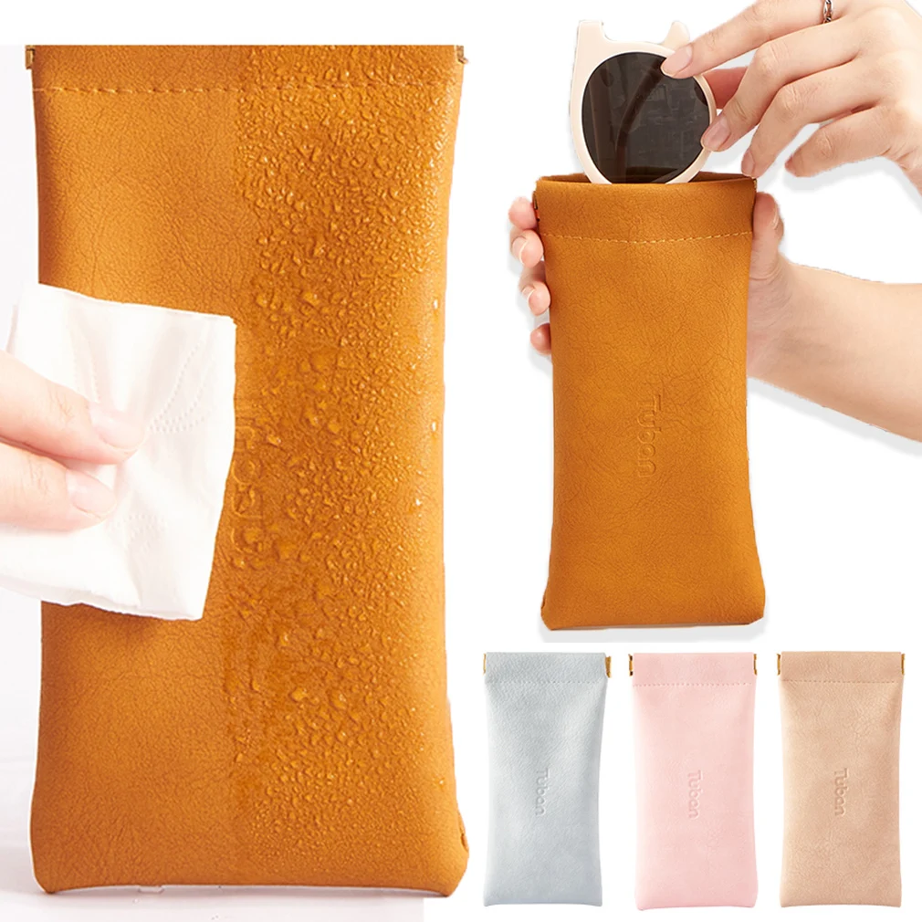 

Soft PU Leather Reading Glasses Bag Case Waterproof Solid Sun Glasses Pouch Simple Eyewear Storage Bags Eyewear Accessories