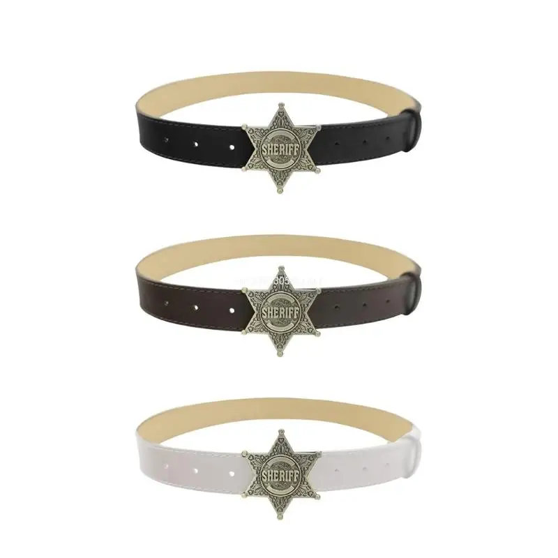 

Ремень из искусственной кожи с пряжкой Y2K, широкий джинсовый ремень со звездой и пряжкой для взрослых, Прямая поставка