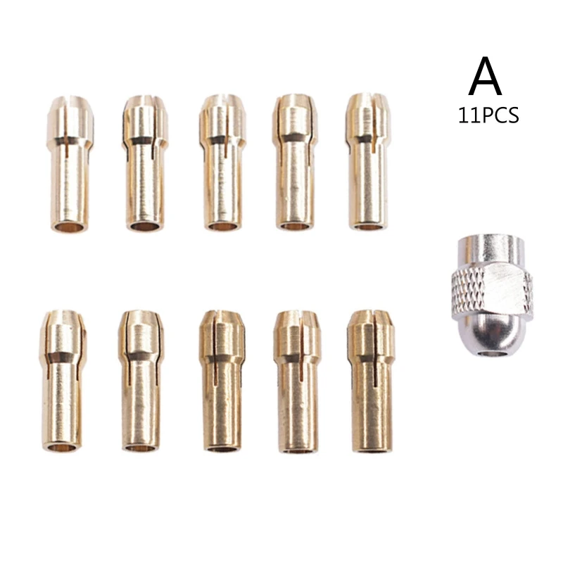 

E7CD 11PCS Mini Drill Copper Collet Chucks forDremel Rotary Tool Engraving Machine
