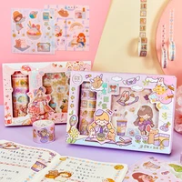 kawaii washi tape sticker gift box memo pads scrapbooking material set diy decorative journals diary collage stationery