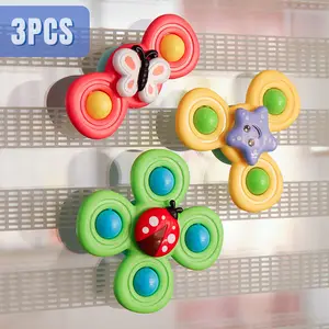 Toy Spinner Pour Bébé,Bébé Ventouse Toupie Jouets, 3pcs Enfants