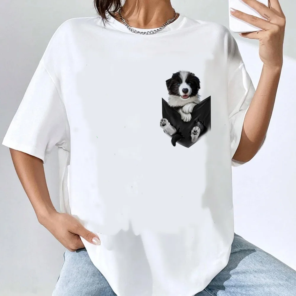 Женская футболка Border Collie в готическом стиле Y2k эстетичная университетская