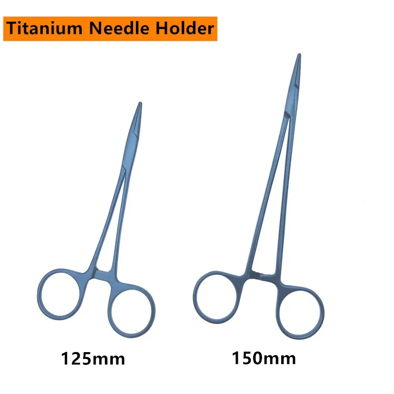 Porta agujas Oftalmológica de titanio, instrumento quirúrgico oftalmológico, mango de anillo con cerradura de trinquete, herramienta para párpados dobles