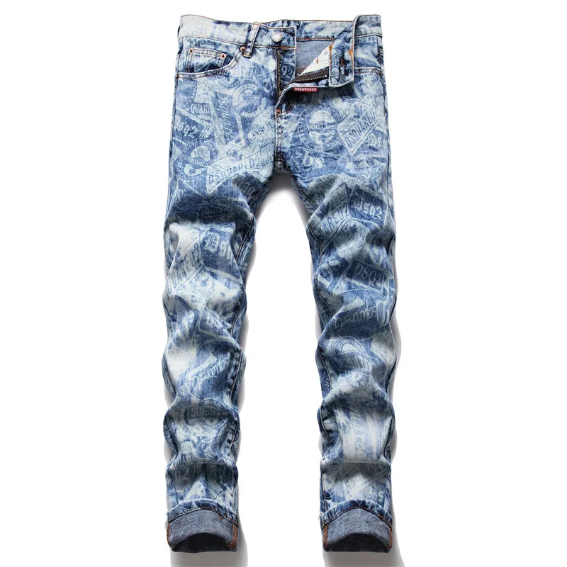 

2022 DSQUARED2 Fashion Trendy Women's/Men's Slim Print Jeans Straight Leg Motorcycle Punk Pants Clothing 1265#