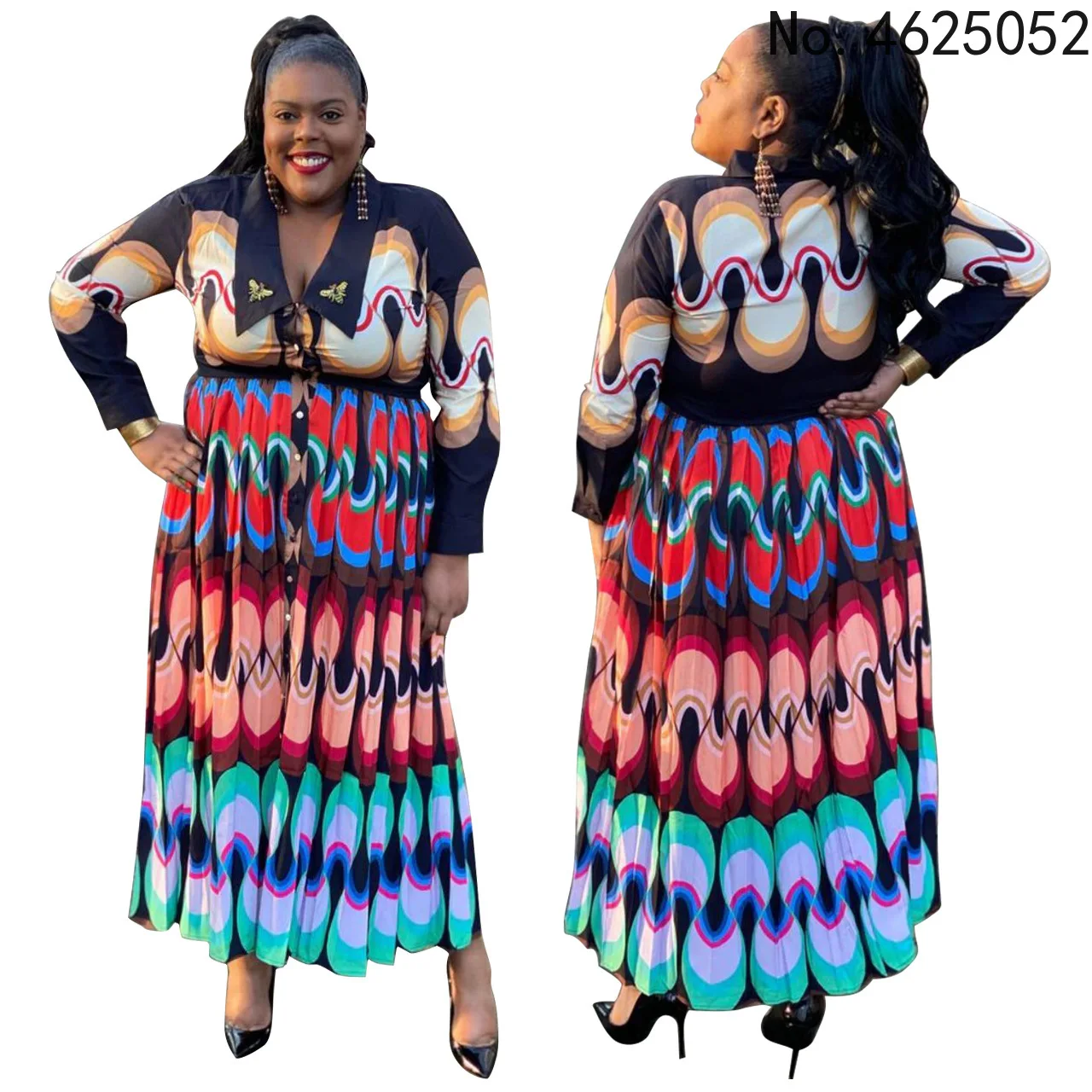 

Летние африканские платья для женщин 2022, африканские женские платья с длинным рукавом и V-образным вырезом, платье из полиэстера с принтом, а...