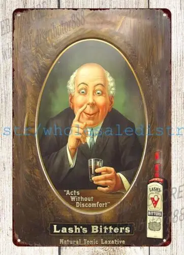 Lash's Bitters 1930-х годов натуральный тоник проносная металлическая жестяная вывеска