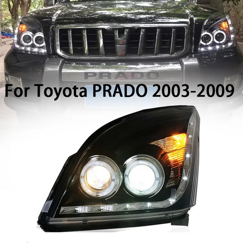 Стайлинг автомобиля для Toyota Lander Cruiser Prado Фара 03-09 Светодиодная фара DRL Hid Head Lamp Angel Eye