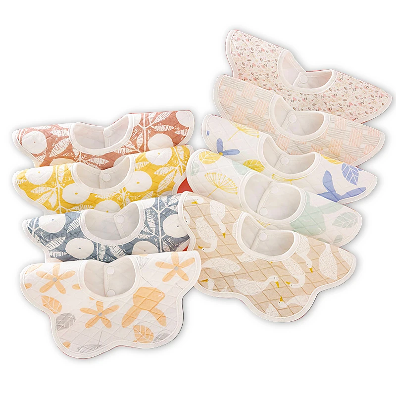 Слюнявчик хлопковый для новорожденных мальчиков и девочек двухслойный