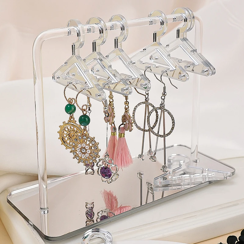 8Pcs Coat Hanger Polymer Clay Soft Pottery Earrings Stand Organizer Hanger Shape Tabletop Jewelry Display Holder for Earring