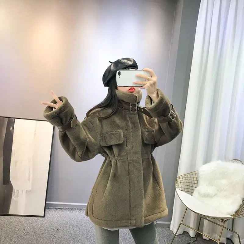 women fur coat belt Autumn Winter Fashion Faux Fur Coat Female Casual Loose Jacket Ladies Thick Warm Outerwear Elegant Overcoats