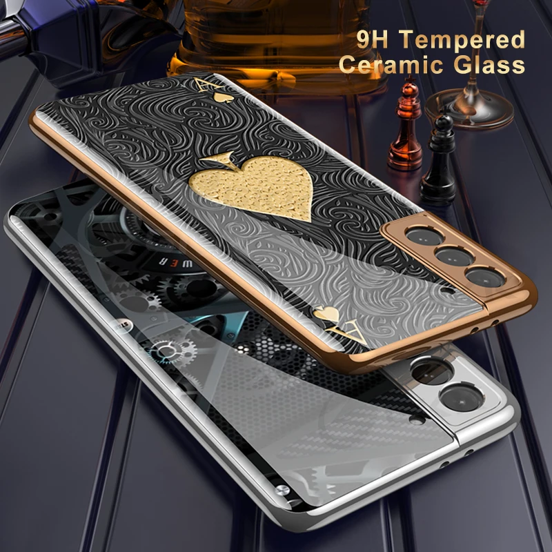 

GKK For Samsung Galaxy S21 Plus Ultra 5G Luxury Plating Glass Anti-knock Protection Hard Cover For Samsung S21 Plus Ultra Case