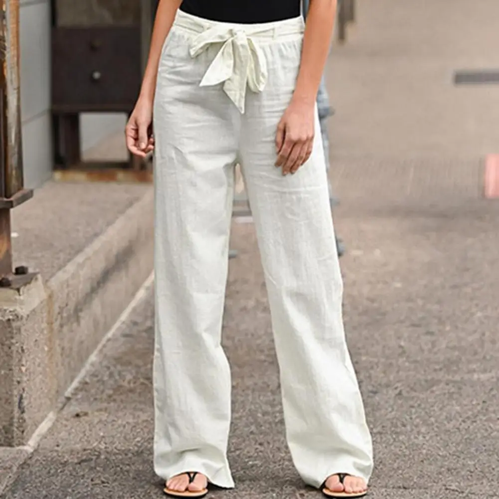 

Comfy Trendy Belt Wide Leg Sport Pants Simple Sport Pants High Waist for Daily Wear