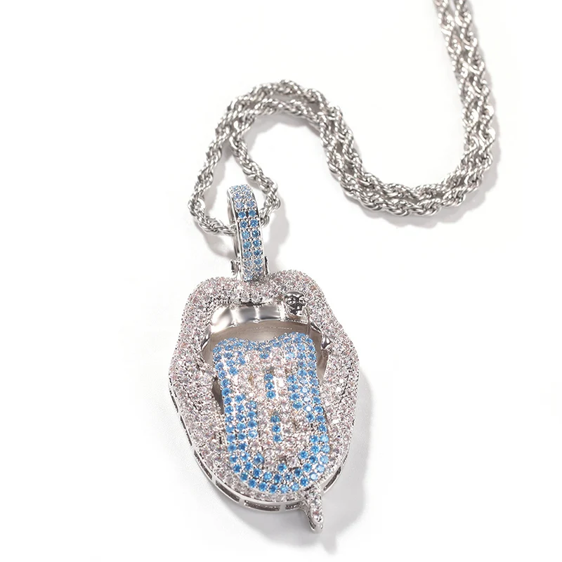 Ожерелье мужское в стиле хип-хоп с фианитом AAA +