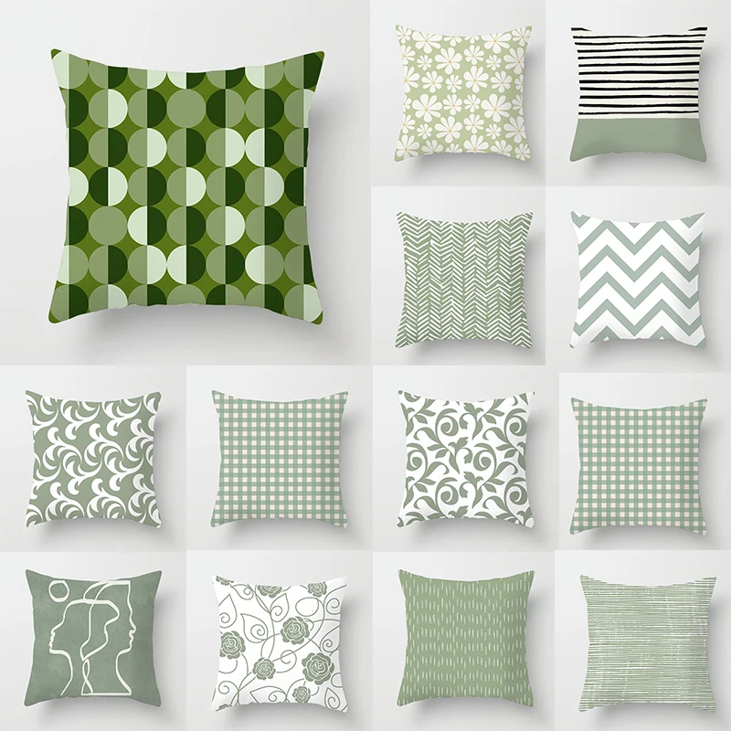 

45*45cm Delicate Fresh Green Pillow Cover Breathable Peach Skin Pillowcase Decorative Throw Pillows Case Durable Household Items