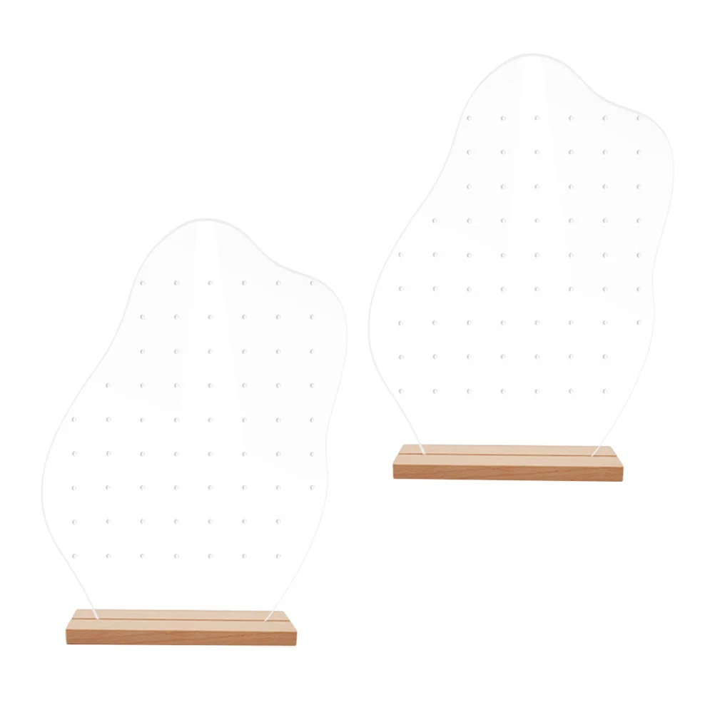 

2pcs Acrylic Jewelry Display Rack Wood Base Earring Ear Studs Display Stand Jewelry Holder