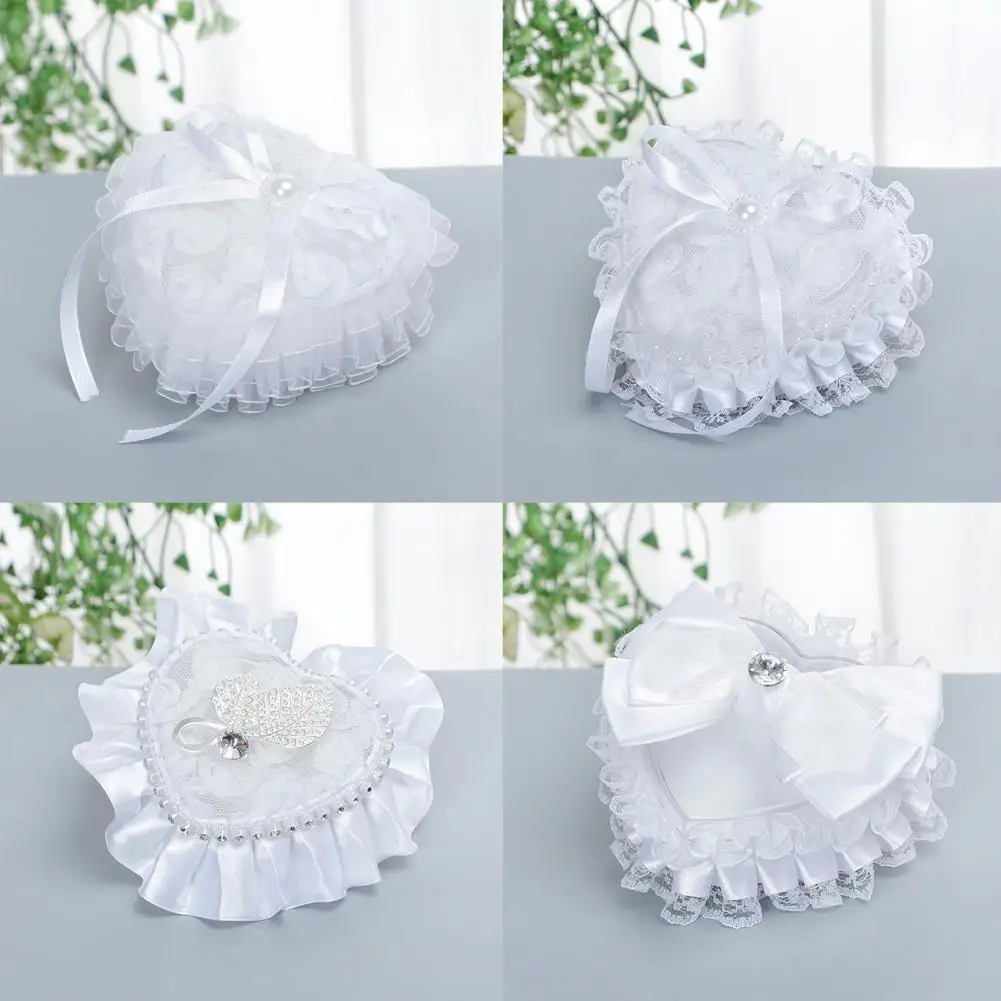 

Ring Container Creative Lightweight Attractive White Love Lace Ring Pillow for Wedding Ring Holder Ring Box