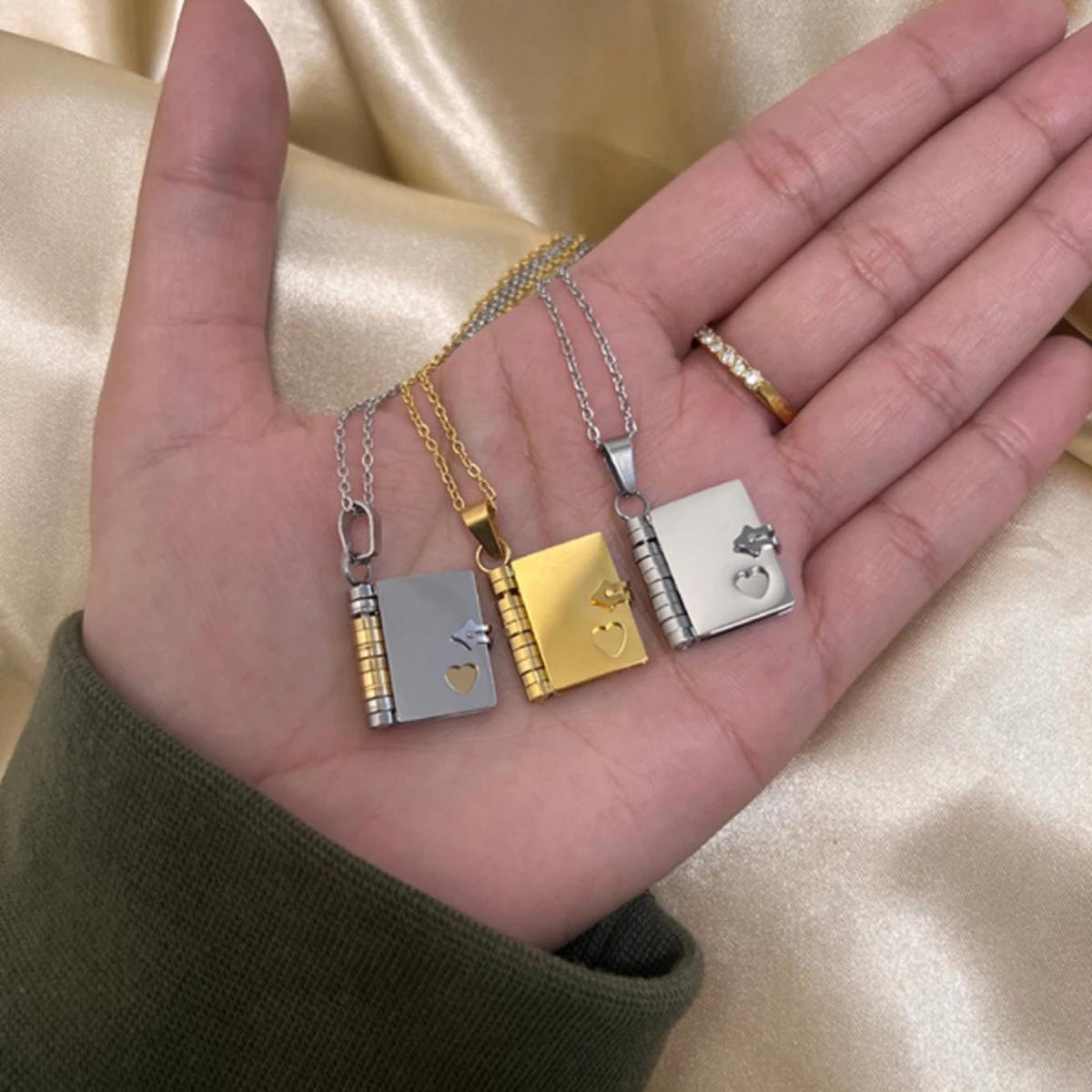 Ожерелье с подвеской в виде книги для пары из нержавеющей стали