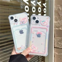 disney linabell cute cartoon card holder phone cases for iphone 13 12 11 pro max xr xs max x 78plus girl shockproof soft shell