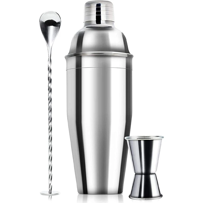 

24Oz Professional Beverage Mixer Bar Set - Professional Alcoholic Drinks Shaker And Gage & Mixing Spoon Set