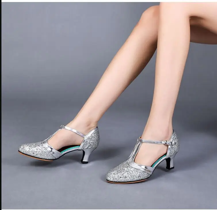 Sexy Dance Shoes women latin ballroom Summer tango Practice Training dancing shoes Women's mid-heels with soft soles Large size