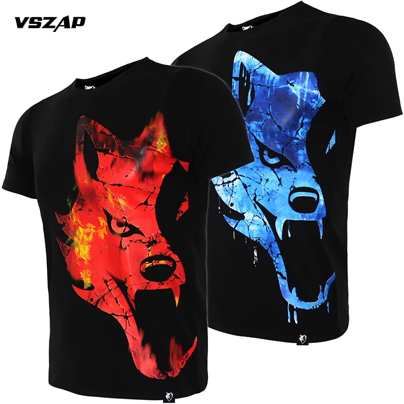 

Vszap Combat Fighting Training Short Sleeve T-shirt Summer Male MMA Sports Pure Cotton Workout Clothes Thai Boxing Suit Competit