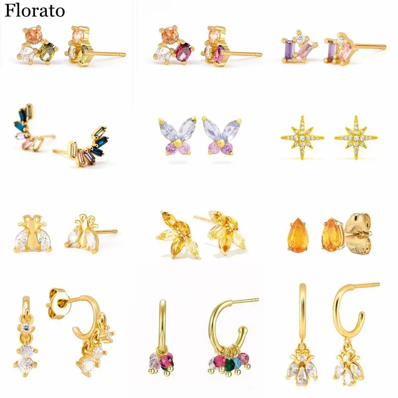 

925 Sterling Silver ear needle Fashion Zircon Stud Earrings for Women Cartilage Earrings Helix Piercing Exquisite Jewelry Gifts